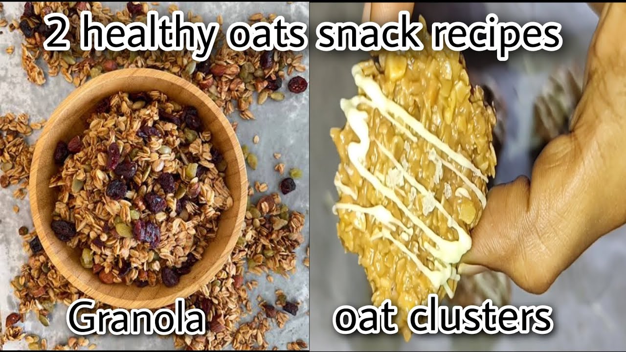 2 types of healthy oats snack recipes Granola bars &no bake peanut