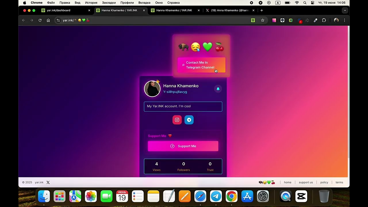 Telegram and Other Social Networks Monitoring Activation