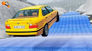 Cars Against ICY Undulating Road - BeamNG drive