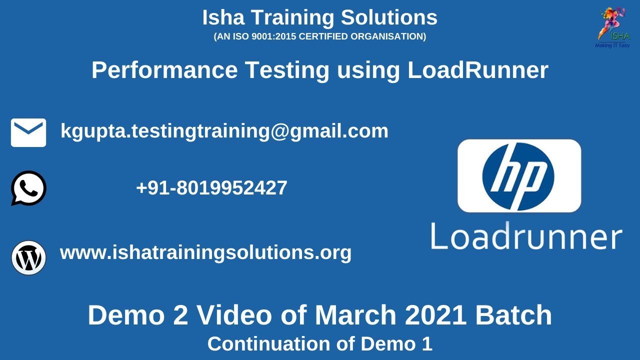 Performance Testing using LoadRunner Demo 2. Pls contact or whatsapp us ...
