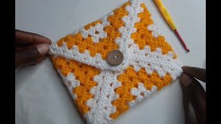 How to crochet granny square pouch bag in no time