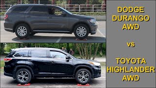 SLIP TEST - Dodge Durango 3.6 V6 AWD vs Toyota Highlander 3.5 V6 AWD - @4x4.tests.on.rollers