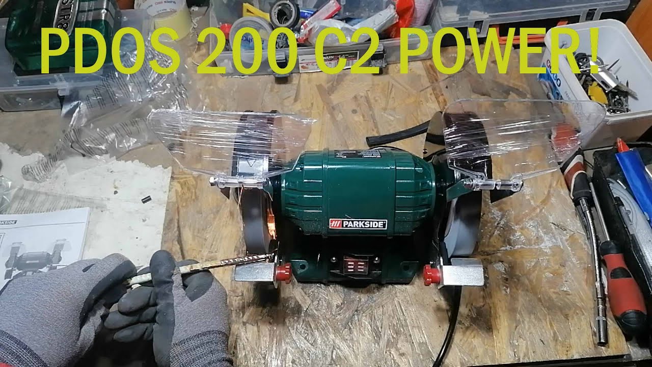 New Version! Parkside PDOS 200 C2 Double Bench Grinder 2021 Testing the  bench grinder and assembly - YouTube
