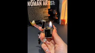 Exquisite mini retro slide wheel lighter for men