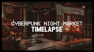 [FFXIV Housing] Cyberpunk Night Market, teardown timelapse