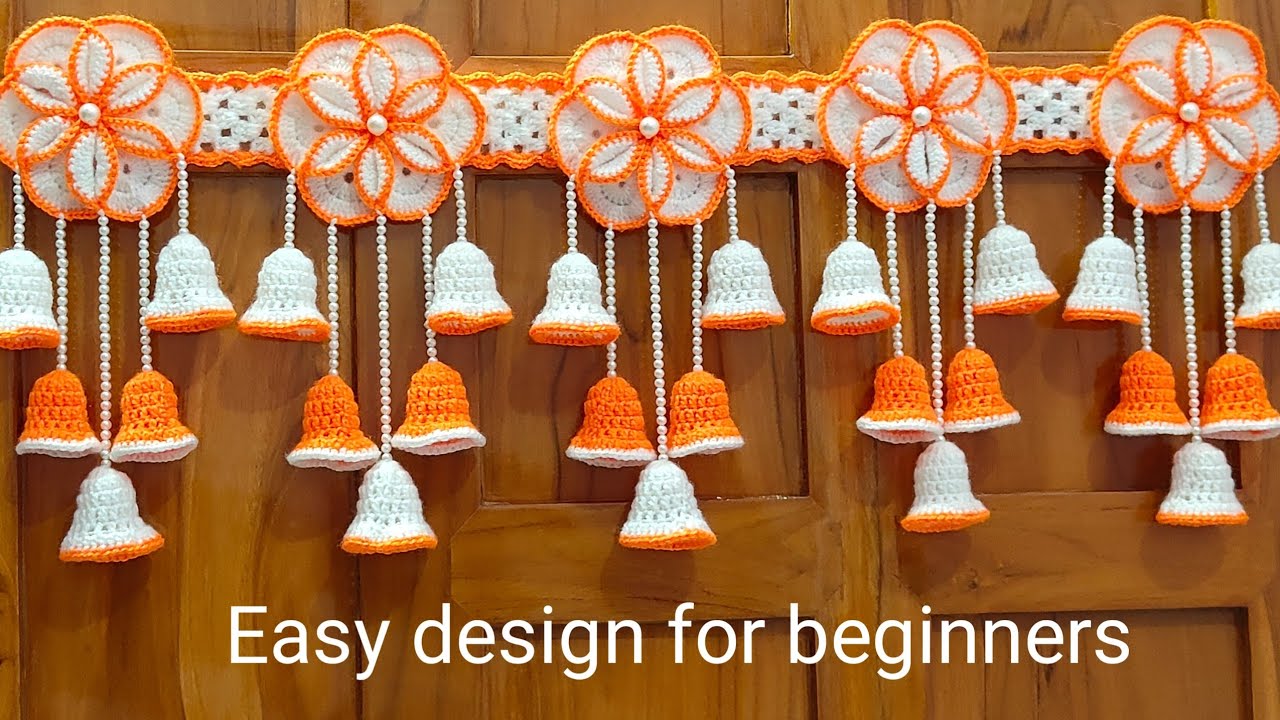 wow 💯 दिवाली के लिए बनाएं सुंदर सा तोरण 🥰 gate parda 🏵️ 🧡 How to crochet toran/ jhaler/ Bandhanwar