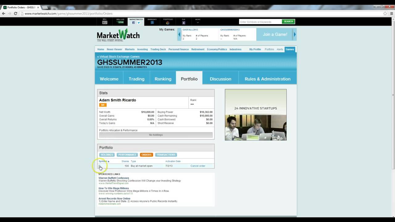 How to Buy Stocks in the Marketwatch Simulation YouTube