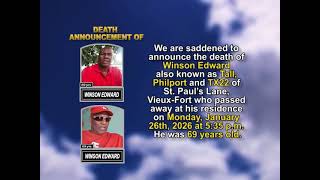 Winson Edward  ~ Short Obituary