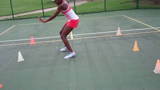 Cori Coco Gauff training footwork structure and reaction with moving up callouts