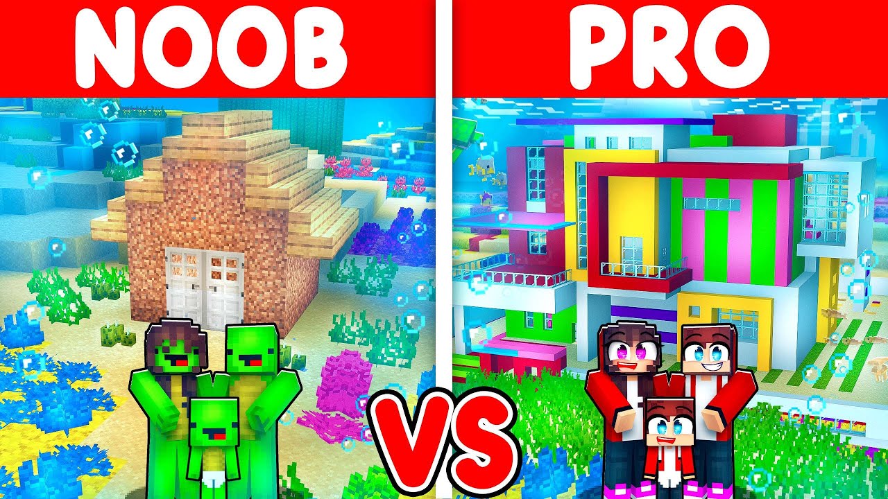 Noob vs Pro Mikey vs JJ Family OCEAN Home Build Challenge in Minecraft