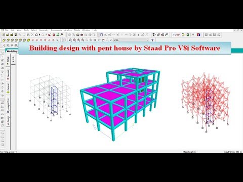 Building design pent house by Staad Pro V8i Software - YouTube
