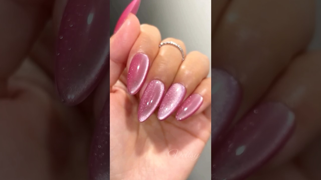 Vettsy Pastel Jelly Cat Eye Gel- PJ03 Swatch | Pink Magnetic Gel Polish