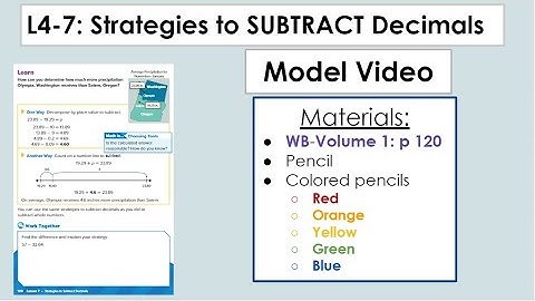 L4-7: MODEL Video- Strategies to SUBTRACT Decimals