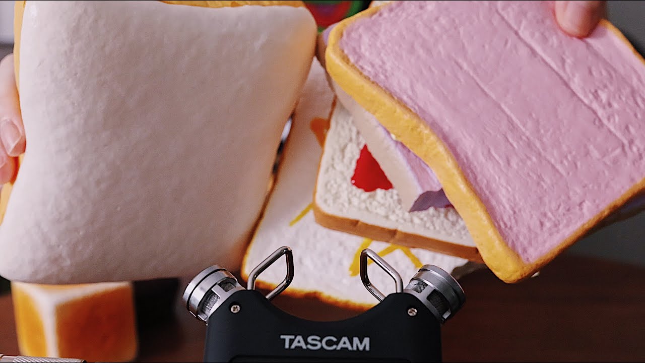 【ASMR】パン系スクイーズの音 / Bread Squishy ASMR / （ムースパン・牛乳ひたしパン）