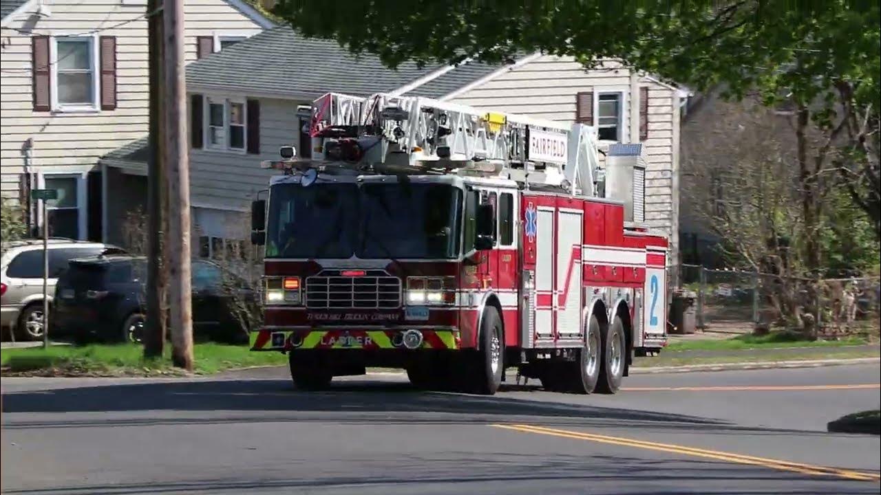 Fairfield, CT Car 3 and Ladder 1 responding to an AFA YouTube