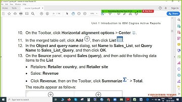 IBM Cognos Active Report Lecture by Dr. Vinay Kumar