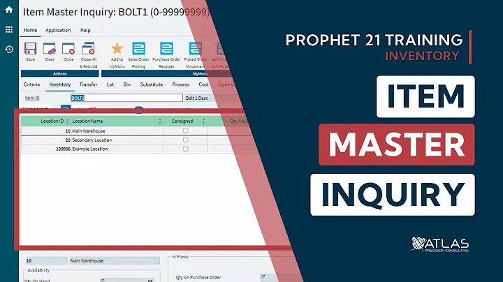Prophet 21 Training and How To - Inventory: Item Master Inquiry