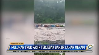 Puluhan Truk Pasir Terjebak Banjir Lahar Merapi