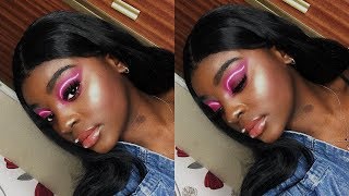 Neon Pink Graphic Eyeliner Tutorial | Valentine’s Day Makeup Look | prefnax