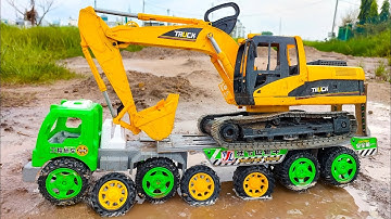 Xe Cẩu Múc Đất , Xe Container chở Máy Xúc Khổng Lồ , Siêu Nhân , Ô Tô Xe Tải , Xe Đồ Chơi
