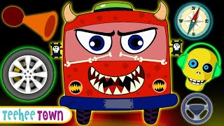 Fix The Spooky Wheels On The Bus | Spooky Scary Skeleton Songs For Kids | Teehee Town