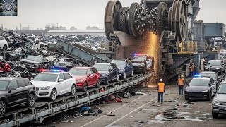Inside a Modern Car Recycling Plant – How Old Cars Are Turned Into Steel Rails Full Process 