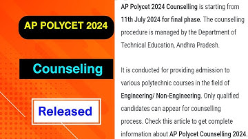 AP POLYCET 2024 Counseling Started | AP POLYCET Full Details Explaining by MDE
