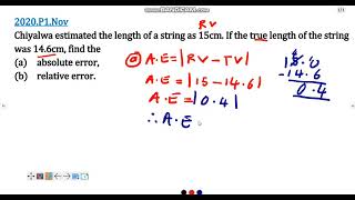 2020 Mathematics Paper 1 Absolute Error And Relative Error.