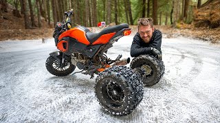 Home Made Grom Three Wheeler on Ice!