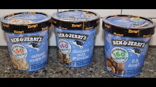 Ben & Jerry’s Moo-phoria! Caramel Cookie Fix, Chocolate Milk & Cookies, P.B. Dough Review