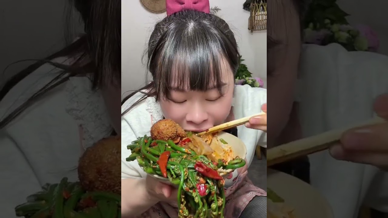 Susu Yummy Spicy Food Mukbang 😋 Eating Fried Chicken Legs With Pork And Green Vegetables #asmr 