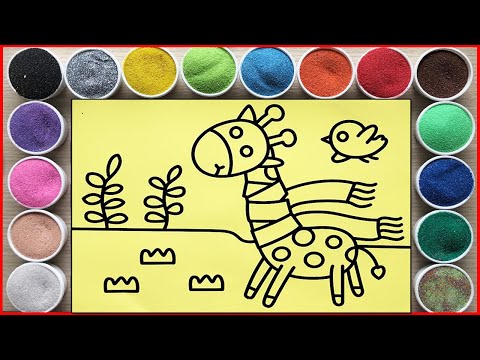 Video Tô màu tranh cát huơu cao cổ chạy đua cùng con chim... - youtube