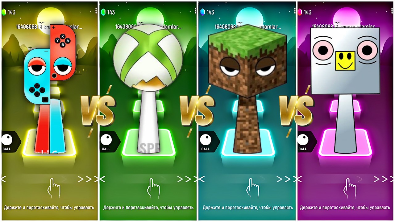 SPRUNKI OC NINTENDO SWITCH VS X BOX VS MINECRAFT VS ROBLOX COFFIN DANCE SONG IN TILES HOP