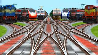 📼Viii Trains Crossing At Funny Railroad Crossing | very strange railroad crossing | hard lavel cross