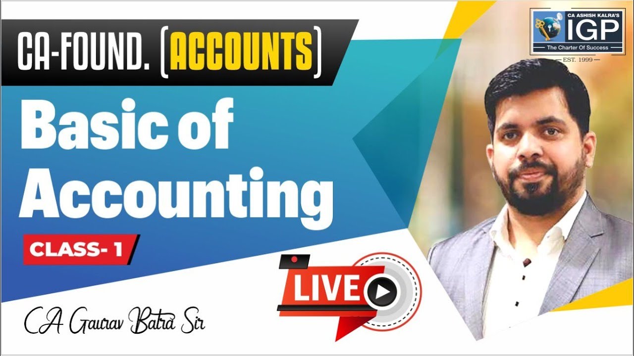 CA FOUNDATION | ACCOUNTS | BASIC OF ACCOUNTING | CLASS-1 | CA GAURAV ...