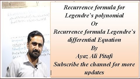 Recurrence formula for Legendre polynomials-Recurrence formula for legendres differential equation