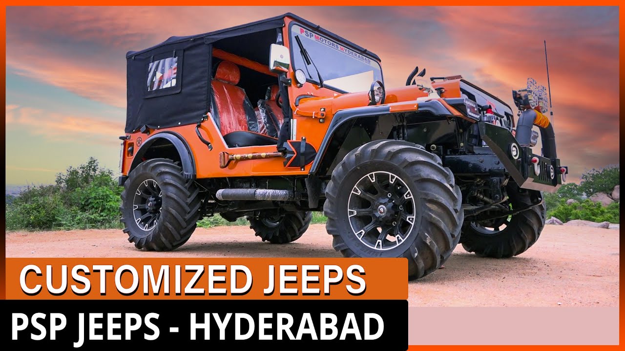 PSP Jeeps Hyderabad | Orange & Black Color Modified Jeep ...