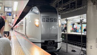 E259系ｸﾗNe020編成が特急しおさい5号銚子行きとして東京駅総武地下2番線を発車する動画（2024.3.20）