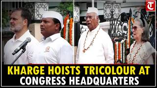 Rahul Gandhi, Sonia Gandhi Attend Independence Day Event As Kharge Hoists Tricolour At Aicc Hq