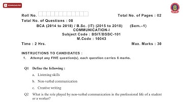 BCA BSC 1ST SEM IT COMMUNICATION 1ST DEC 2020 | PTU