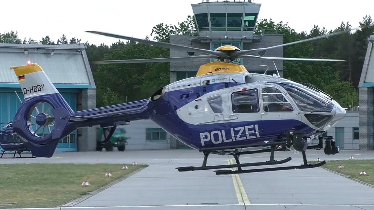 Polizeihubschrauber Adebar 16 (D-HBBY) | Start + Landung bei der Fliegerstaffel Blumberg