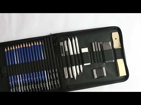 Набір професійних художніх олівців H&amp;B, 33 предмета з сумкою та скетч блакнотом, mellior.com.ua