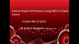 Fusion Cloud:- How to Import AP Invoices using FBDI