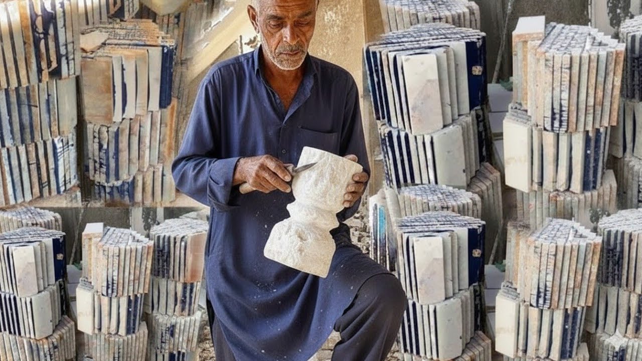 How Beautiful Lamp is Made from Marble Stone