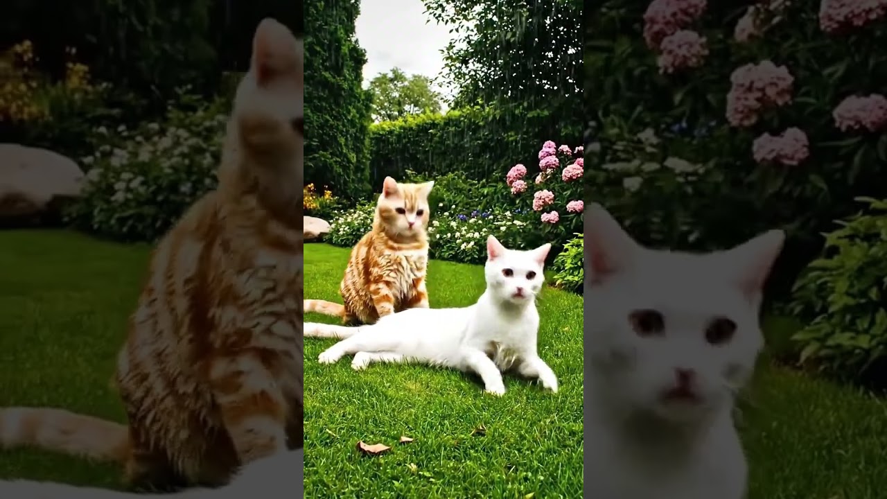 🐾 Milo & Luna: Garden Rain Chaos 🌧️ Funny Cat Adventures! 