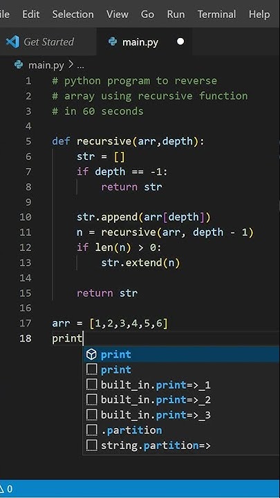 Python Reverse Array Using Recursive Function In 60 Seconds #shorts ...