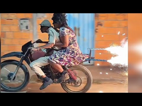 Leather jacket, the old man on the crazy motorcycle