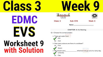 EDMC Class 3 EVS Week 9 Worksheet 9 class 3rd Environmental Studies worksheet 9 with Solution Week 9