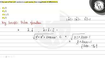 If the sum of two unit vectors is a unit vector, then magnitude of difference is