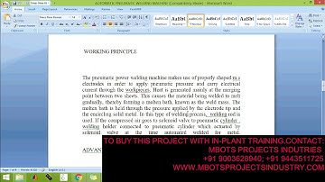 DESIGN AND FABRICATION OF  AUTOMATIC PNEUMATIC WELDING MACHINE MECHANICAL PROJECT-MBOTS PROJECT